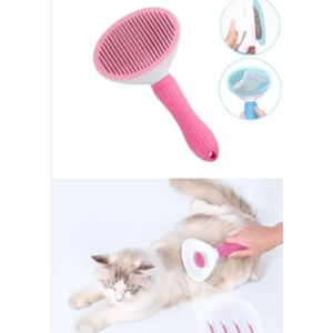 Self-Cleaning One <b>Button</b> Pet Hair Brush for Cats and <b>Dogs</b> Pink Comb Collector - Product Image 1