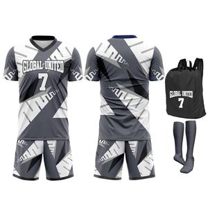 Maillots de football personnalisés respirants et extensibles à imprimé numérique, ensemble uniforme pour hommes, équipes de club, adultes, 100 % polyester, col en V sur le devant - Product Image 4