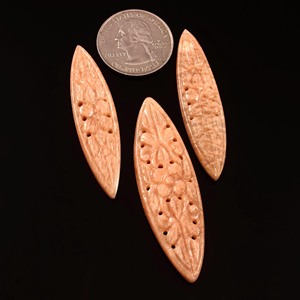 Juego de talla marquesa de amazonita naranja natural de tres piezas para collar y pendientes Joyas de piedras preciosas sueltas del fabricante de la India - Product Image 2