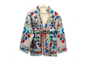 Chaqueta de Invierno para Mujer con Bordado Suzani Indio, Patrón Floral, Tela de Pato, Relleno de Algodón, Abrigo con Bata, Regalo para Ella - Product Image 6