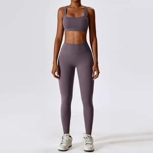 ชุดโยคะสำหรับผู้หญิงความเข้มสูงชุดฟิตเนสด้านหลังที่สวยงามชุดออกกำลังกายวิ่งผมรัดรูปซัพพลายเออร์ปากีสถาน - Product Image 4