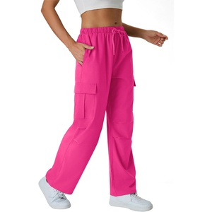 Pantalones Cargo de cintura alta para mujer con logotipo personalizado OEM, ropa de calle Cordura, pantalones con cierre de cordón multibolsillo, ligeros, más planos - Product Image 1
