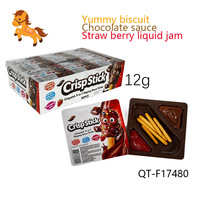 CrispStick 3-in-1 Gummy Candy Sticks 12g Biscuit met Suiker Prebiotic Chocolade Aardbei Jam Groothandel 30 stuks doos