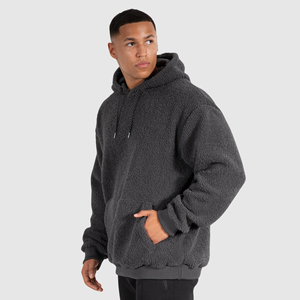Nueva llegada 2024 elegante hecho a medida Sherpa Teddy Fleece manga larga transpirable pulóver sudaderas con capucha hombres - Product Image 3