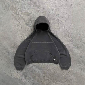 Cropped Hoodie Set Streetwear <b>Tracksuit</b> Essential Fleece 450 Gsm Sweatsuit Set Customize Jogger Heavyweight Casual Autumn - Product Image 4