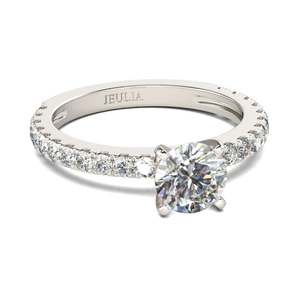 Jeulia <b>Solitaire</b> Round Cut Sterling <b>Silver</b> Engagement <b>Ring</b>-Romantic Rhodium Plated Inlay - Product Image 2