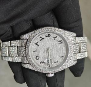 นาฬิกาสปอร์ตหรูหรา ประดับเพชรโมอิสซาไนต์ VVS ระดับพรีเมียม ตัวเรือนสแตนเลสสตีล เครื่องจักรกล ETA สำหรับทุกเพศ คุณภาพสูง สไตล์ฮิปฮอป กันน้ำ 3BAR - Product Image 2