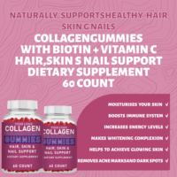 Gummies au collagène avec biotine et vitamine C pour éliminer les marques d'acné et les taches brunes, saveur fraise 60 unités