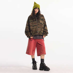 Sweat-shirt ample à double fermeture éclair imprimé DTG pour homme, style streetwear, camouflage, pour l'automne, sweat-shirt à capuche élégant - Product Image 4