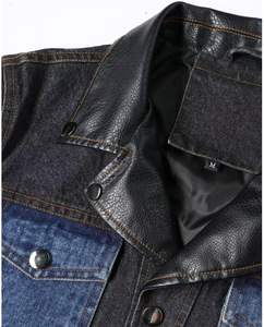Veste en jean élégante en cuir véritable SlimFit pour hommes, fermeture à boutons, techniques brodées, toutes tailles disponibles pour un look d'hiver moderne - Product Image 5