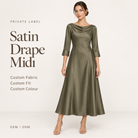Robe longue en satin vert foncé pour femme, avec col superposé, en mélange de soie, idéale pour les soirées décontractées - Personnalisation usine