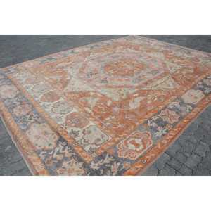 Tapis vintage, tapis surdimensionné 10,9x14,5 pieds, tapis turc en laine patchwork orange - Product Image 3
