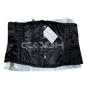 Womens Firm Control High Compression Heavy Duty Steel Boned Underbust <b>Black</b> Satin Body Slimming Waspie Corsets - Product Image 1