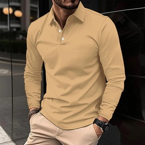 2025 nuevo polo con hebilla pura Europa los Estados Unidos Polo de manga larga de ocio diario para hombres camiseta casual - Product Image 6