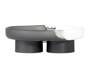 Handmade Modern Resin Geometric Marble Pattern Multi-Functional Decorative Bowl Black White Dual Base Stand for Home Decoration - Product Image 3