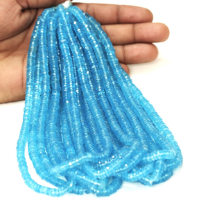 Cuentas de Topacio Azul Suizo AAA: Forma de Neumático Facetada, 5-8 mm, 7/15 Pulgadas - Product Image 1