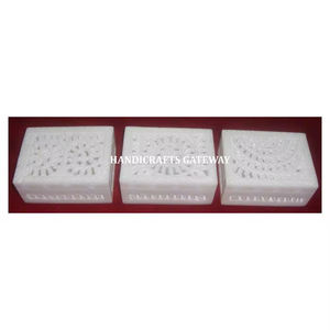 Business And Wedding Gift Purpose Of White Marble With Fine Finishing Rectangular Shape Carving Assorted Design Jewelry <b>Boxes</b> - Product Image 1