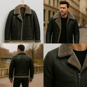 2026 OEM Iconic Men's Sheepskin Sheerling Waterproof Hooded Thick <b>Heated</b> Winter <b>Jacket</b> Fur Collar Custom Colors 2PCS MOQ High - Product Image 3