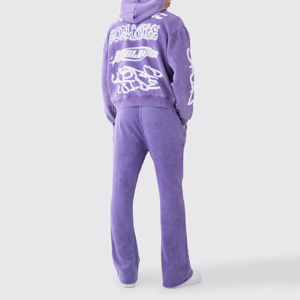 Ensemble de jogging à capuche imprimé surdimensionné 100% coton pour hommes, poids lourd personnalisé, survêtement d'hiver - Product Image 5