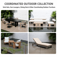 Ensemble de table et chaises de salle à manger d'extérieur en teck résistant aux intempéries, ensemble de fauteuils de patio pour hôtel et complexe hôtelier, OEM personnalisé