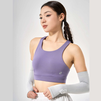 Soutien-gorge de sport pour femme, simple, respirant, à séchage rapide, en Spandex/Polyester, à double couche, bretelles, maintien moyen, décoration en maille, col rond
