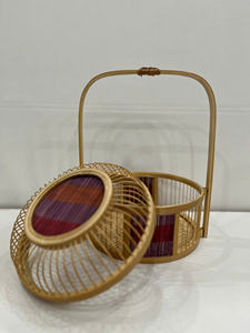 KITCHEN STORAGE Woven Bamboo <b>Basket</b> Round Utensils Set 3 Other Storage <b>Baskets</b> Food <b>Egg</b> Almond Fruit <b>Basket</b> - Product Image 3