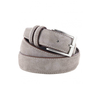 DV GROUP Cinturones de Hombre de Cuero Genuino de Ante Gris Paloma Hechos a Mano en Italia de Alta Calidad de 3.5cm/1.37in con Hebilla de Aleación de 105-130cm