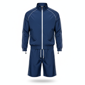 Conjunto de Dos Piezas para Hombre, Chaqueta y Pantalones Cortos Cortavientos Personalizados, Traje Deportivo con Cremallera Reflectante, Conjunto de Dos Piezas de Nailon Cortavientos - Product Image 1