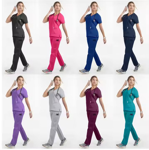 2025 haute qualité Premium soins infirmiers gommages médicaux doux col en v uniformes chirurgicaux Anti-rides Salon de beauté coton Polyester - Product Image 1