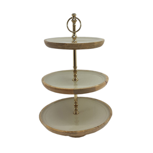 Handmade Design 2 <b>Tier</b> Wooden Shape Eco-Friendly Oven Safe <b>Cake</b> Stand Enamel Finished Birthday Event Party Display Wholesale - Product Image 1