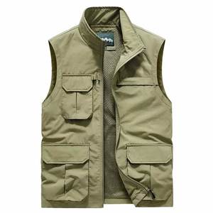 Gilet de travail de haute qualité avec logo personnalisé gilets zippés en toile de coton durable pour hommes poches plaquées col côtelé veste de gilet de travail pour hommes - Product Image 5