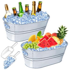 Nature Solid Beer Cooler <b>Wooden</b> Ice <b>Bucket</b> and Steel Handle and Ice <b>Buckets</b> Beverage Tubs for Handle - Product Image 4