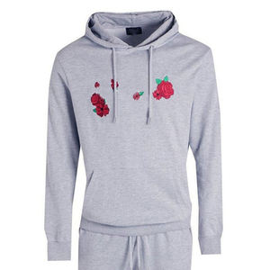 Survêtement de sport en molleton 100% coton brodé à deux pièces décontracté à capuche pour homme pour l'hiver - Product Image 5