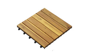 Azulejos de cubierta de teca ACACIA modernos Diseño de enclavamiento de 6 listones para una fácil instalación en interiores/exteriores Cubierta de PVC impermeable suave - Product Image 1
