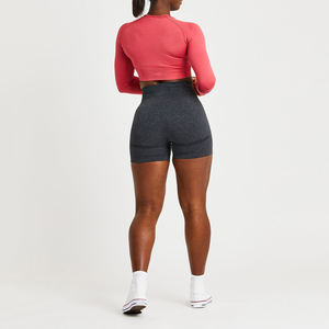 Pantalones cortos de Yoga de compresión de gimnasio para mujer de cintura alta transpirables a prueba de viento ropa activa suave suelta corta técnica teñida lisa - Product Image 3