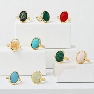 Anillo de bisel de piedras preciosas de piedra solar ovalada-Joyería de anillo simple de banda lisa-Anillo de piedra de 10x14 MM - Product Image 3