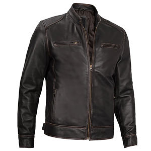 Veste en cuir pour homme en cuir de vache véritable entièrement personnalisée, revêtement avant coupe-vent imperméable, style bomber, style streetwear, coton - Product Image 5