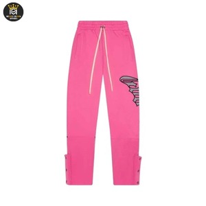 Survêtement à capuche à cordon de serrage en tissu respirant écologique rose uni à manches longues avec strass pour la saison hivernale - Product Image 3