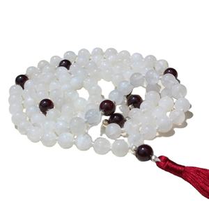 Colliers de perles d'artiste indien faits à la main couronne naturelle Chakra pierre de lune 108 perles de Mala nouées toutes les couleurs perle pierre principale cadeau - Product Image 3