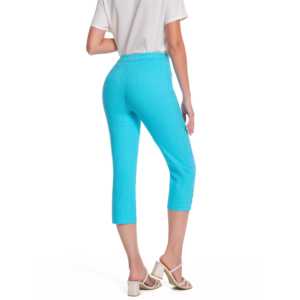Pantalon Capri Élégant Y2K Taille Haute Flatterant pour Femme Jenna Rose, Léger et Respirant avec Boutons - Product Image 2