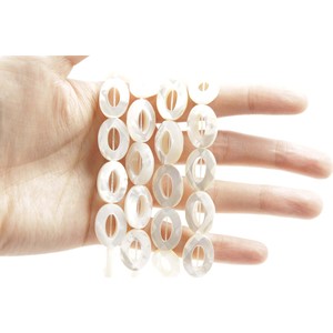 Cadena de Cuentas Sueltas de Concha con Facetas Ovaladas - Product Image 6