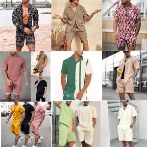 Conjunto de 2 piezas de pantalones cortos de algodón para hombre, chándal de moda, ropa activa, con logotipo personalizado - Product Image 2