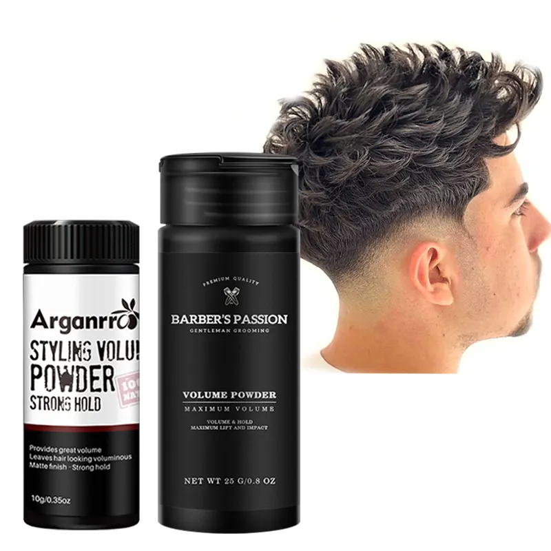 Pó de cabelo para homens, produto de textura personalizada 10g 25g, efeito fosco natural, pó de modelagem com fixação forte