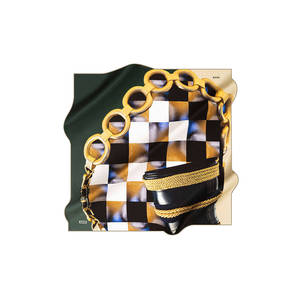 Black and White Silk Twill Designer Printed Scarf - Product Image 1
