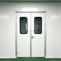 Porte battante double en acier pour salle blanche, idéale pour bloc opératoire hospitalier, laboratoire, usine pharmaceutique, hygiénique et hermétique