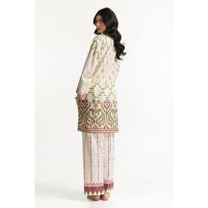 Chemise jacquard à manches trois-quarts et pantalon imprimé IUSTTS-224 Ensemble avec décoration boutonnée - Product Image 5