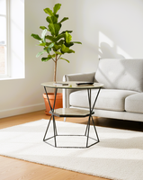 Table basse industrielle moderne de luxe TMG-A105 avec film de sécurité en verre trempé et structure en tube de fer pour salon, maison, cafés, hôtels