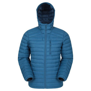 Veste matelassée d'hiver pour hommes, manteau léger avec col à capuche en toile bulle chaude et logo sur le devant, vente en gros - Product Image 6