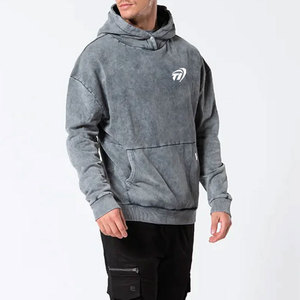 Sudadera con capucha de lavado ácido de la mejor calidad de fábrica para hombre, cuello con capucha con estampado de logotipo personalizado, 100% algodón, suministro al por mayor de invierno, secado rápido - Product Image 2