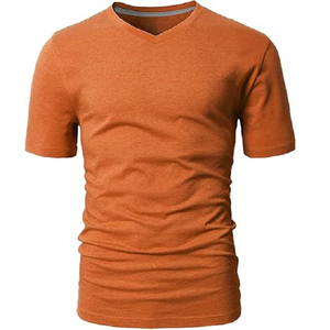Customizable 100% Cotton Orange Color V Neck Regular Fit <b>Men's</b> Short Sleeve <b>T</b>-<b>shirt</b> With Best Factory Price From Bangladesh - Product Image 3